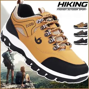 Men Casual Running Camping Shoes Leather Outdoor Sneakers Hiking Shoes Waterproof Non-slip Sport
