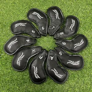 Tiger Woods Pattern Golf Iron Head Covers, Golf Clubs, Waterproof PU Material, Durable Club Protective Gear, Set of 10 Pieces for Golf Equipment Protection