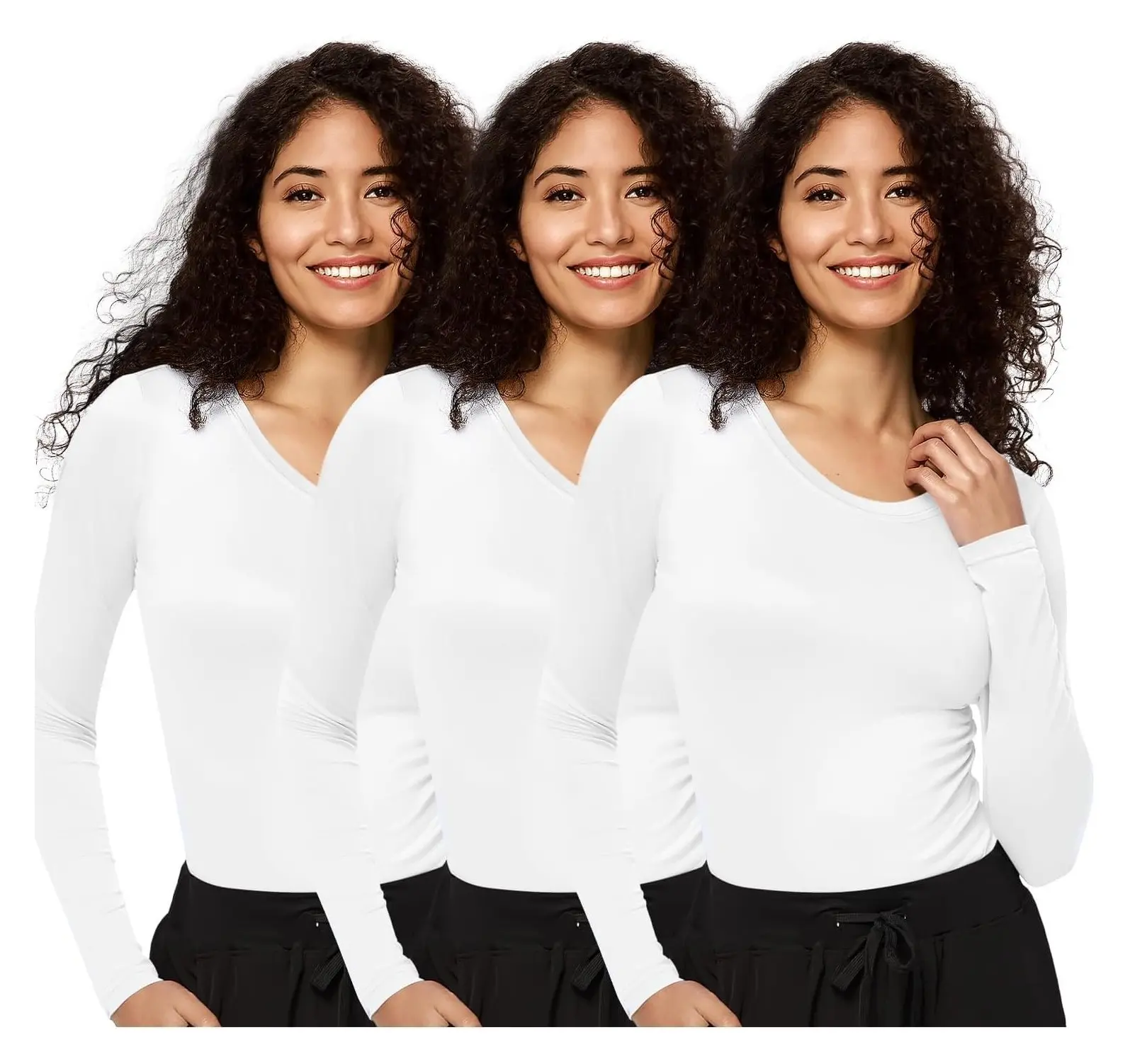3 Pack Long Sleeve Underscrub for Women, Crew Neck Scrub UndershirtsGift