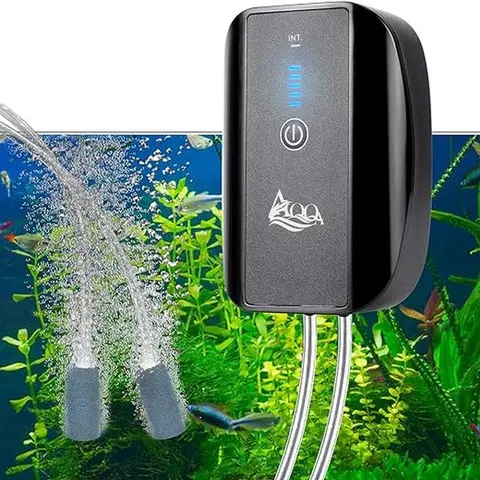AQQA Rechargeable Aquarium  Air Pump, Multifunctional Quiet Oxygen Pump-for takns  up to 160 gal