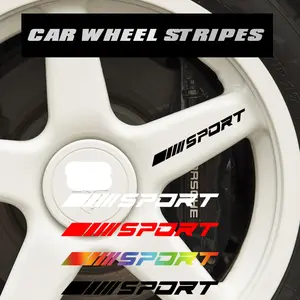 4pcs/sheet Sport Style Car Wheel Rims, Racing Creative Car Stickers, Durable PVC Vinyl for Cars Motorcycles Trucks Bikes Tyres Windows, Car Decals, Wheel Decal, Car Tire Decal, Vehicle Exterior Decoration, Adhesive Vinyl Decal