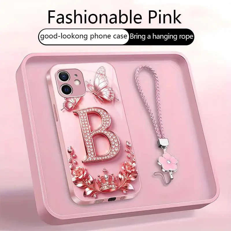 Suitable for [iPhone 12 ] High-end, stylish letter-patterned phone case, 2D printed pattern, not 3D,full-coverage protection, free lanyard included,Purchase now and enjoy free shipping immediately！YM99