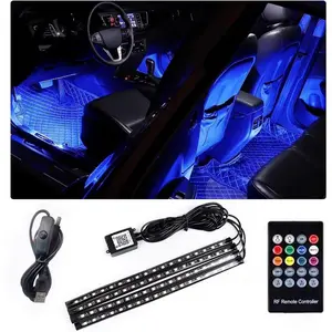 Car LED Lights, 12V Interior Lights with Sound Active Function, 4pcs Multicolor Car Strip Under Dash Lighting Kit (USB) interior  led  lights aesthetic  car  mods
