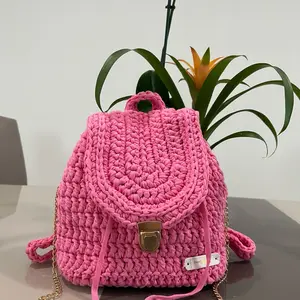 Pink crochet bag. Shoulder bag