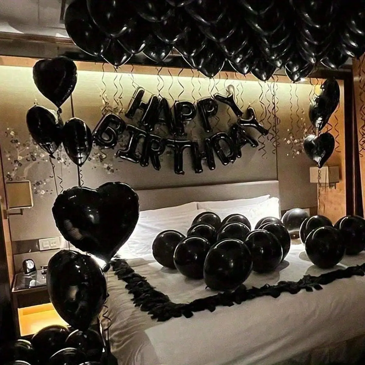 65pcs Black Latex Balloon Garland Kit with Heart Foil Balloons & Photo-Worthy Decor, Suitable for Birthday Parties, Weddings, Graduation Celebrations, Bride Gifts