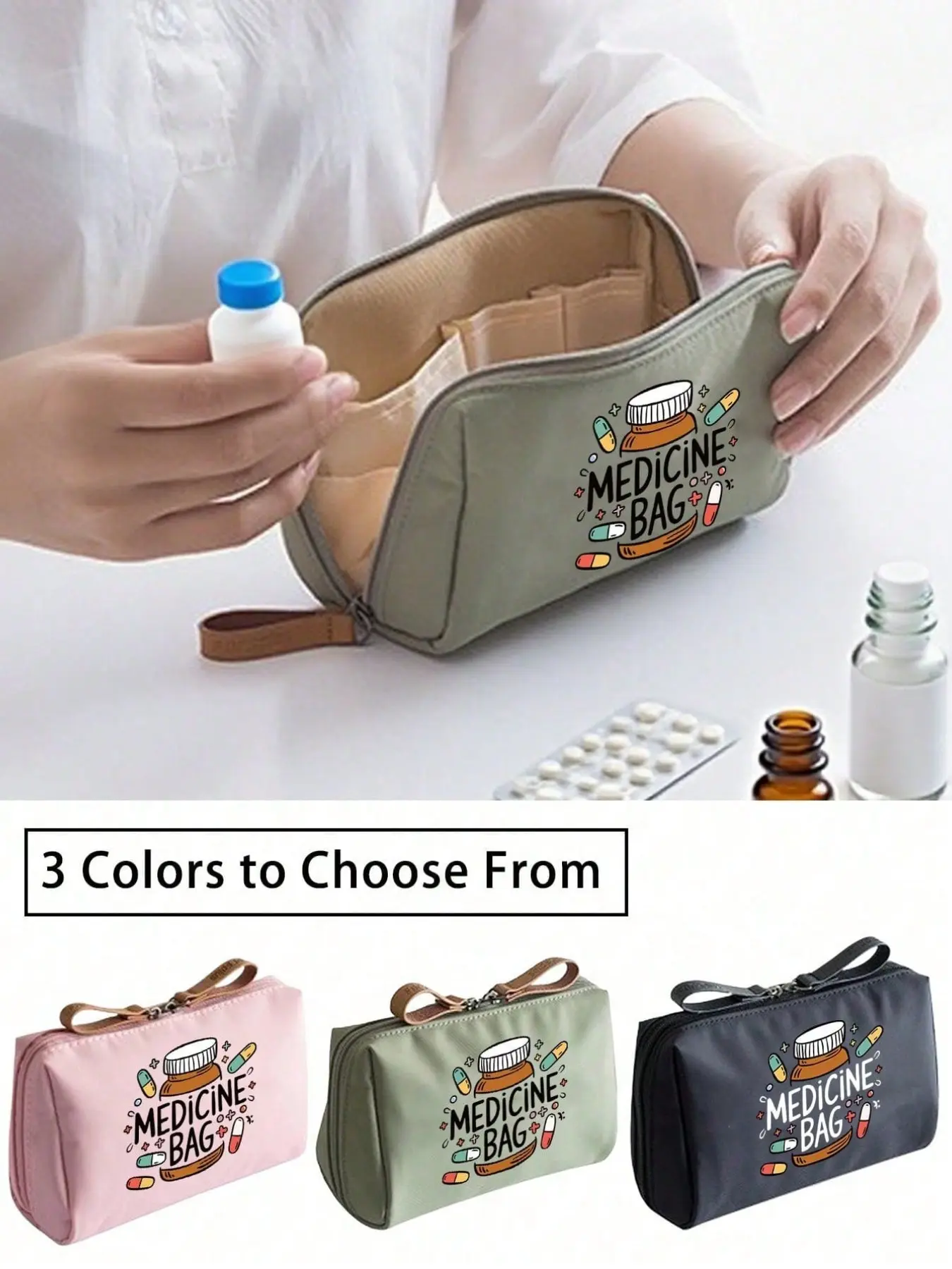 Portable Medicine Bag, Small Travel Pill Case, Compact Storage Pouch, Essential Medical Accessory, Multifunctional Fabric Pocket, Multiple Colors Available, Emergency, Emergency Supplies