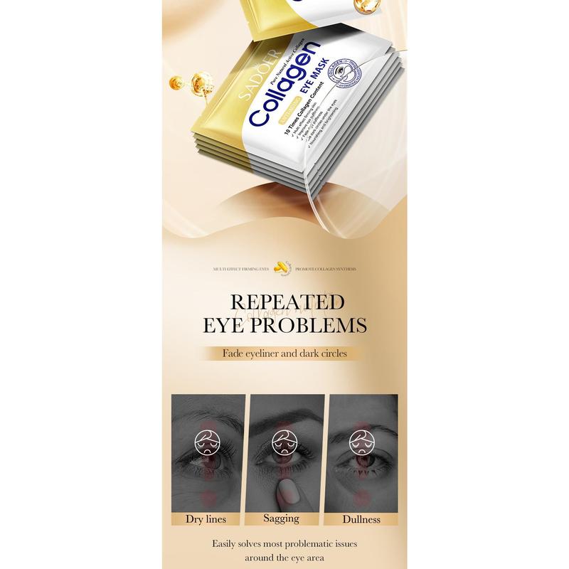 20pcs (10 Pairs) Collagen Eye Masks – Banish Dark Circles + Bags! Hydrate & Firm Eyes