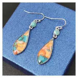 European And American Earrings Vintage Multicolored Glazed Ear Hooks Alloy Material Ladies Electroplated Teardrop Design Durable Fashion Trend