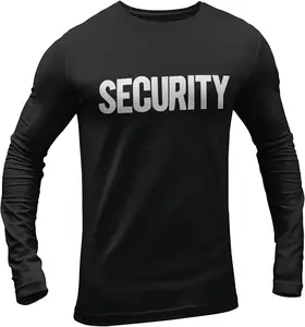 Men's Long Sleeve Security T-Shirt (Black / White, Solid Design)