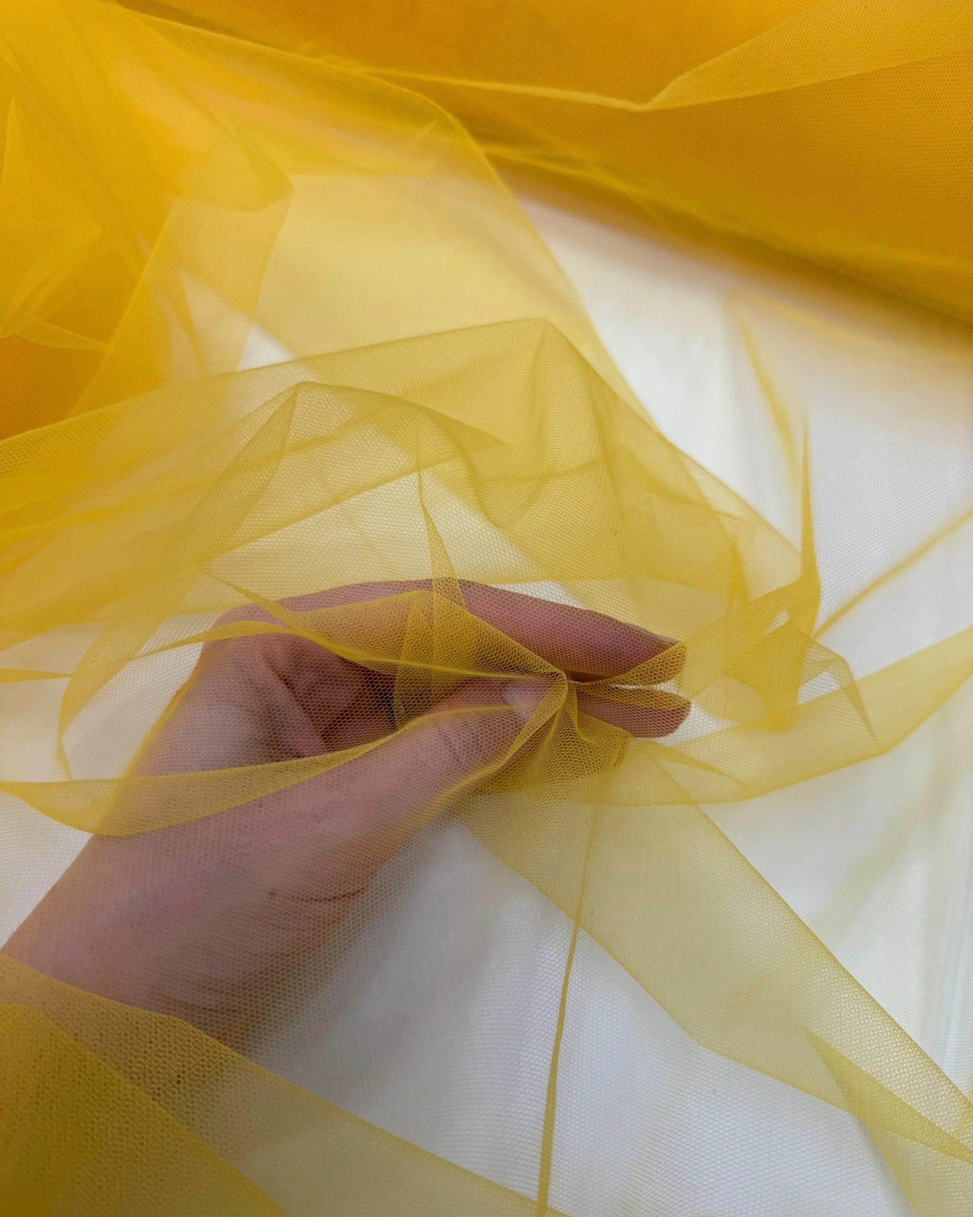 Yellow Stretch Netting Fabric