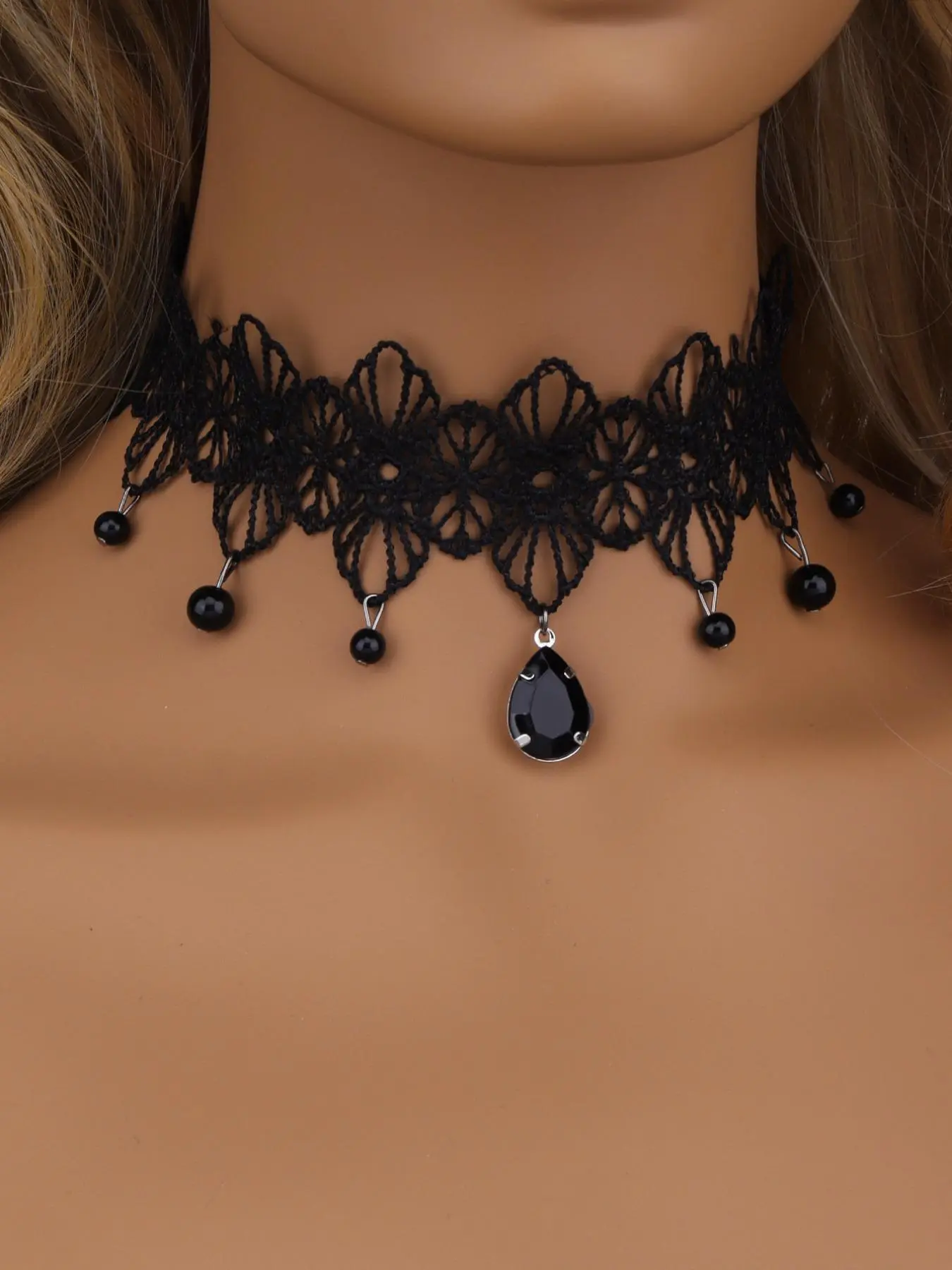 Women's Y2K Street Trend Rhinestone & Lace Choker, Elegant Trendy Choker Pendant Necklace, Fashionable Jewelry for Party Decoration, Fashionable Rhinestone Decorated, Rhinestone Decorated Bling