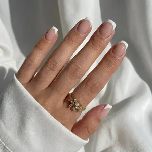 Classic French Square Nails - Press On Nails Matte Metallic Glitter