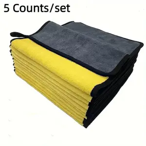 Microfiber Cleaning Towel, 5 Counts/set Soft Absorbent Towel for Car, Home Kitchen, Dish Drying, Multi-purpose Cleaning  Cloths for Indoor & Outdoor