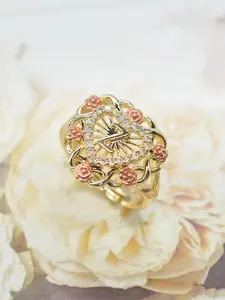 Elegant Rose Flower Ring, 26 Letter Open Design Initial Ring, Fashionable Jewelry Gift for Couples, Daily Wear Accessory, Perfect Present Idea, Rotating Openwork Ring