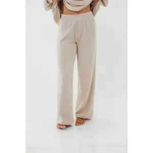 Campbell Striped Fleece Lounge Pants in Cream/Grey *Worth Exclusive Print*