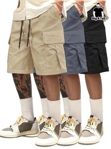 【plus size】 solid drawstring waist cargo shorts, casual multi-pocket shorts for summer, men's bottoms for outdoor activities, street style shorts, menswear, casual sports shorts