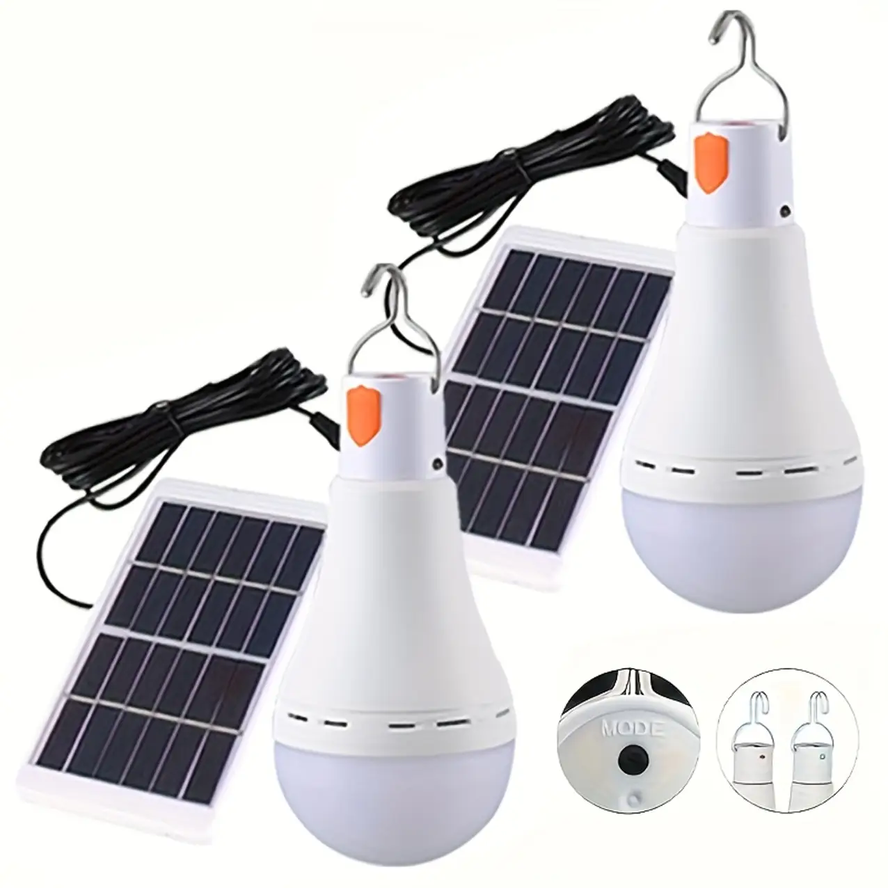 Solar Powered LED Light Bulb, Emergency Light Bulb with 3 Lighting Modes, Portable Night Light for Garden, Camping, Fishing