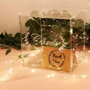 Acrylic Transparent Card Box With Lock, Wedding Reception Card Holder, Gift Card Box With Stand For Wedding Anniversary Birthday Graduation Decoration