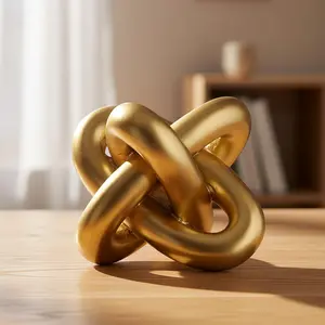 Gold/Black/White Resin Three Knot Statue — Country-style home decor sculpture, elegant tabletop room accessory, living room decoration, modern farmhouse decor, unique housewarming gift for interior design enthusiasts