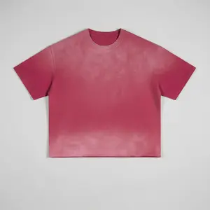 Washed Distressed Boxy Tee (Red)