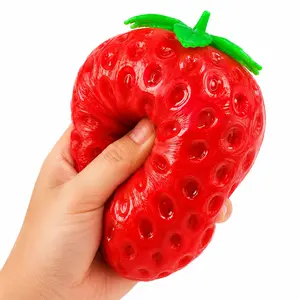 Color Changing Strawberry Squishy Stress Ball, Extra Large Fruity Fidget Toy for Adults&Ages 6+ , Stress Relief & Sensory Play, Safe Non-Toxic Material