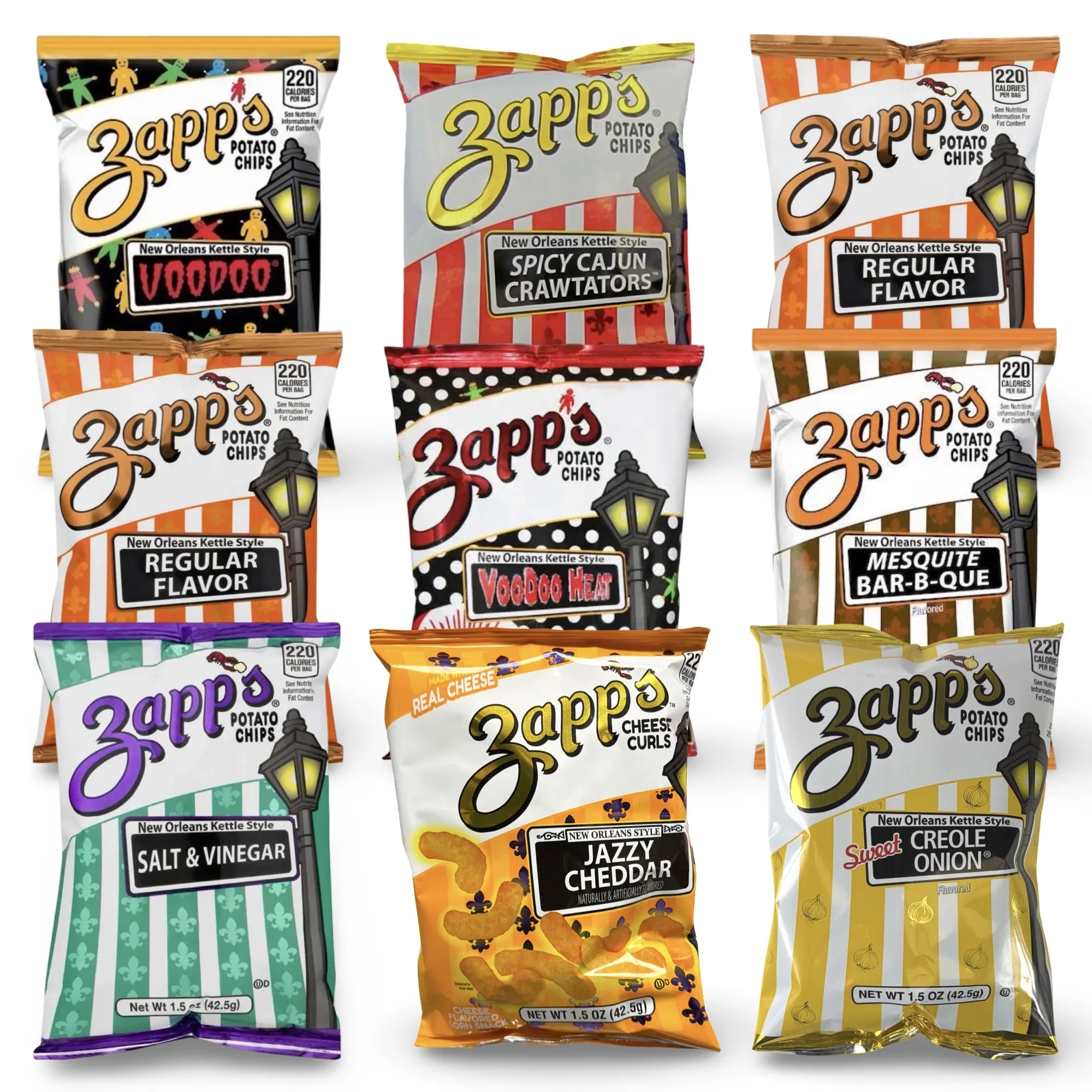 Zapp's Potato Chips 10 Pack – 1.5 oz Bags | Choose Jalapeño, Voodoo, Cajun Crawtator & More Zapp's Potato Chips 10 Pack – 1.5 oz Bags | Choose Jalapeño, Voodoo, Cajun Crawtator & More