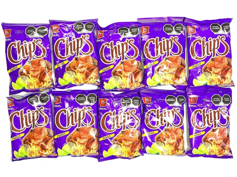 10 - PK BARCEL CHIPS FUEGO, Sabritas Chips, Snack Crispy Crunchy Bite - 52 GRAMS PER BAG - MEXICAN CHIPS - PAPITAS MEXICANAS - SABRITAS MEXICANAS