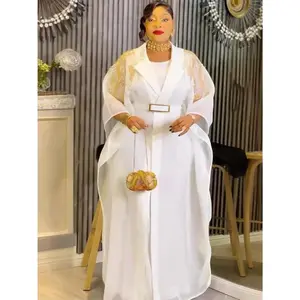 2 PCS Sets African Clothes for Women Dashiki Diamond Outfits Gown Plus Size Turkey Wedding Party Dresses Kaftan Boubou Robe