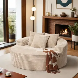 Affordable Boneless Cloud Couch Lounge Chaise For Living Room, Cloud Large Circle Chair with Plush Fuax Fur, Fluffy Modern Sleeper Sofa Bed for Reading Yoga,No Assembly Required,For Apartments