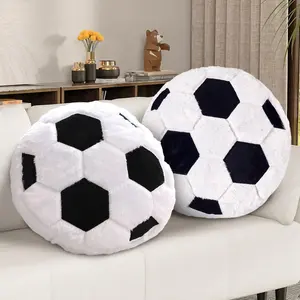 2Pcs Plush Round Soccer Throw Cushions Realistic Soccer Ball Pillow for Couch Bedroom Soft Fluffy Sports Decor Ideal Birthday Gift for Soccer Enthusiasts 15.8 Inch