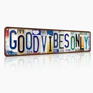 Positive Vibes Metal Sign 12x8 In – "Good Vibes Only" Rustproof Aluminum Wall Art for Home & Office