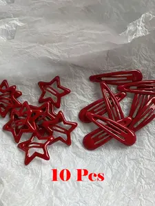 Street-10pcs-Set-Women-s-Red-Oil-Drop-Star-Waterdrop-Pattern-Back-Head-Hair-Clips-Suitable-For-Daily-Home-Commuting-And-College-Outfit-Decoration-Simple-And-Cute-Style