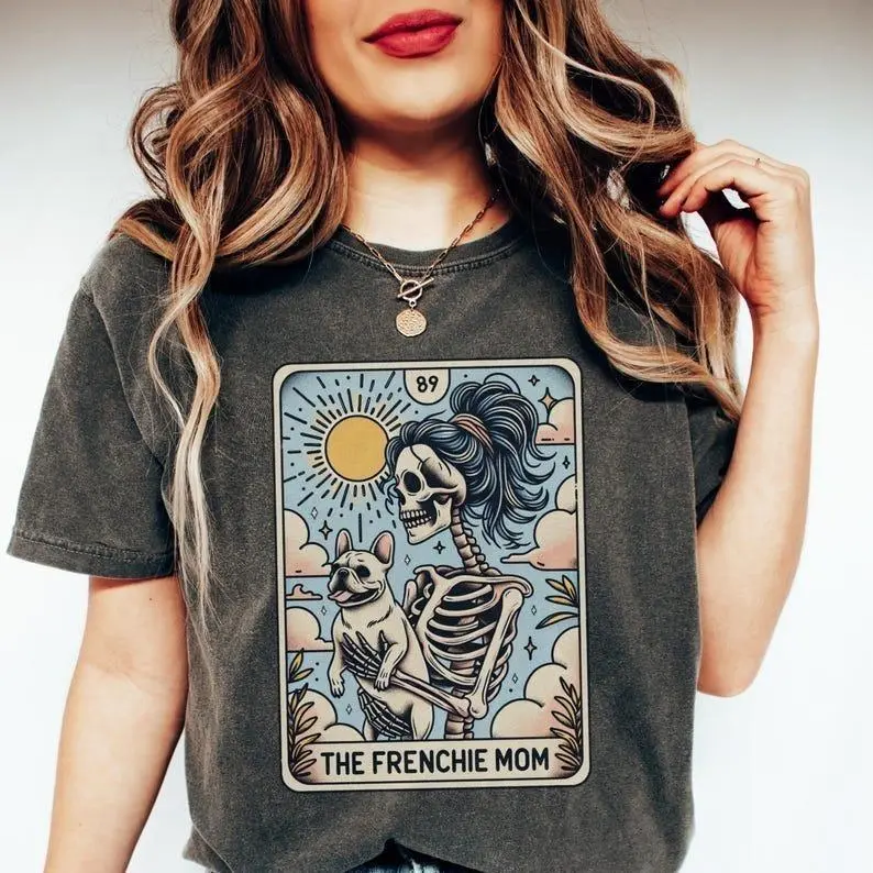 [ Sale Up To 50% - FREE SHIP] French Bulldog Shirt, Comfort Colors Frenchie Dog Mom Tarot Card T-shirt