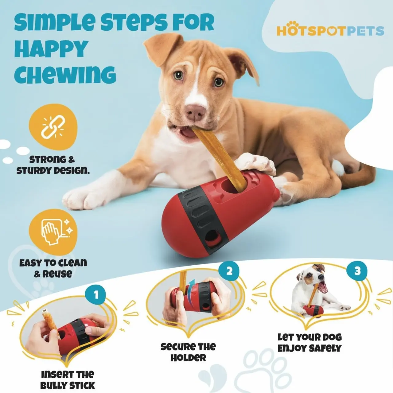 Bully Stick Holder for Dogs - Durable & Safe Treat Holder for Bully Sticks & Dog Treats - Prevents Choking & Swallowing - Long-Lasting Dog Chew Toy