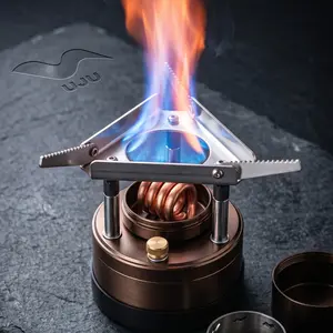 [Summer Essential] Ultralight Brass Pocket Stove – Windproof Jet Flame Burner for Yosemite Hiking, Moto-Camping & Coffee Brewing – Smokeless Survival Gear