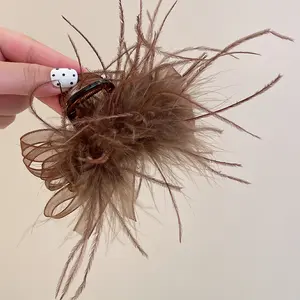 Fluffy Aesthetic Hair Clip Set – 2 Cozy Colors for Coquette & Soft-Girl Looks, Lightweight Volume, Strong Hold, Perfect for Fall/Winter Styling & Everyday Cute Updos