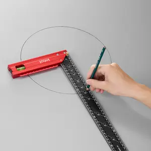 IMBOT Right-Angle Ruler with Holes for Marking Lines All-aluminum Alloy Material Horizontal Bubbles High-Precision Woodworking Measuring Tool