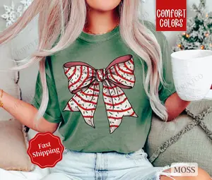 Christmas Cake Bow Shirt Comfort Colors Holiday Tshirt,  Women's Holiday Tee christmas shirt retro christmas