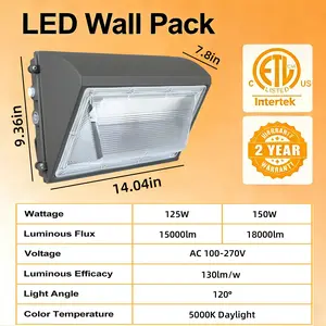 150W LED Wall Pack Light with Dusk-to-Dawn Photocell, 18000LM 900W HPS/HID Equiv.5000K Daylight Outdoor Security Lighting,100-277V Wall Pack Lights Outdoor LED for Yard Parking Lot Barn Warehouse