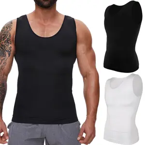 1-2 Pack Men Body Shaper Workout Tank Top Lightweight Breathable Underwear Invisible Compression Vest Tummy Control Casual Daily Wear Menswear Bestie Operator Shapewear