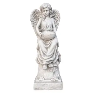 Direct Wicker GS-24936A-AN 31.3' Tall Magnesium Oxide Lifelike Angel Sculpture, Exterior Decorative Statue, Garden Sculptures Statues for Garden and Home Decor, Exterior Decorative Statues
