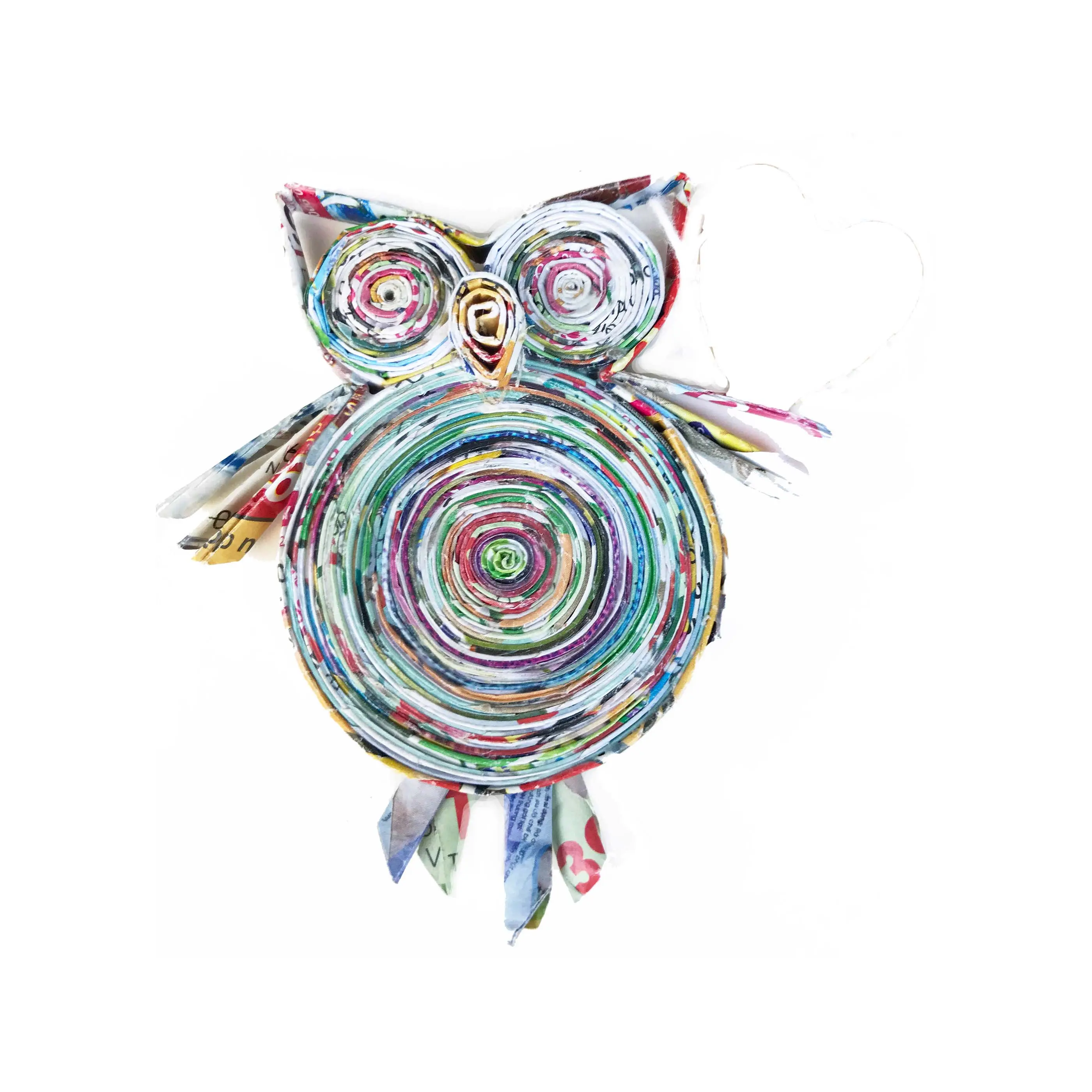 Recycled Magazine, Eco-friendly, handmade, quilling Owl ornament