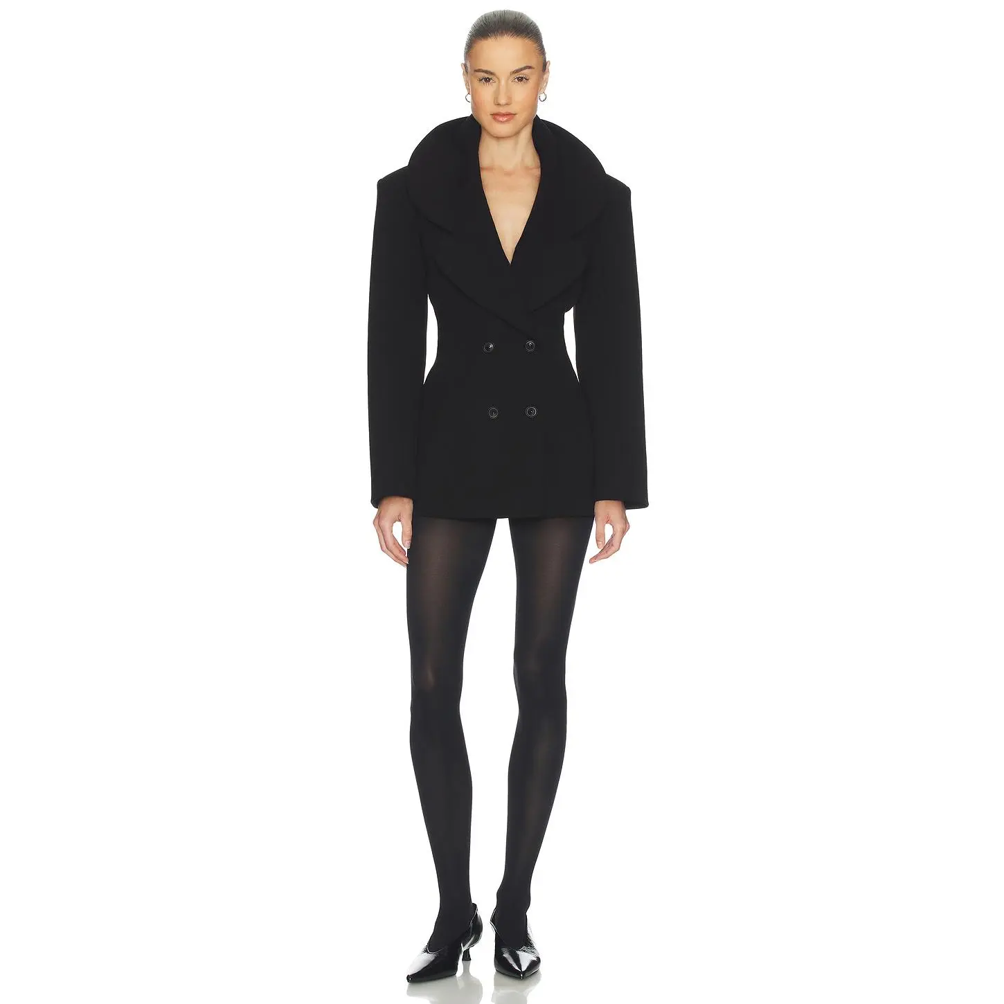 Helsa The Rampling Blazer in Thick Crepe in Black