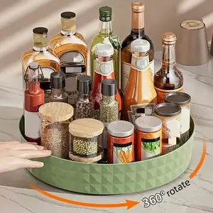 Kitchen Minimalist Rotating Spice Rack, Multi-Style Options, Plastic Material, Multifunctional Soy Sauce Vinegar Storage, Desktop Fruit Dish