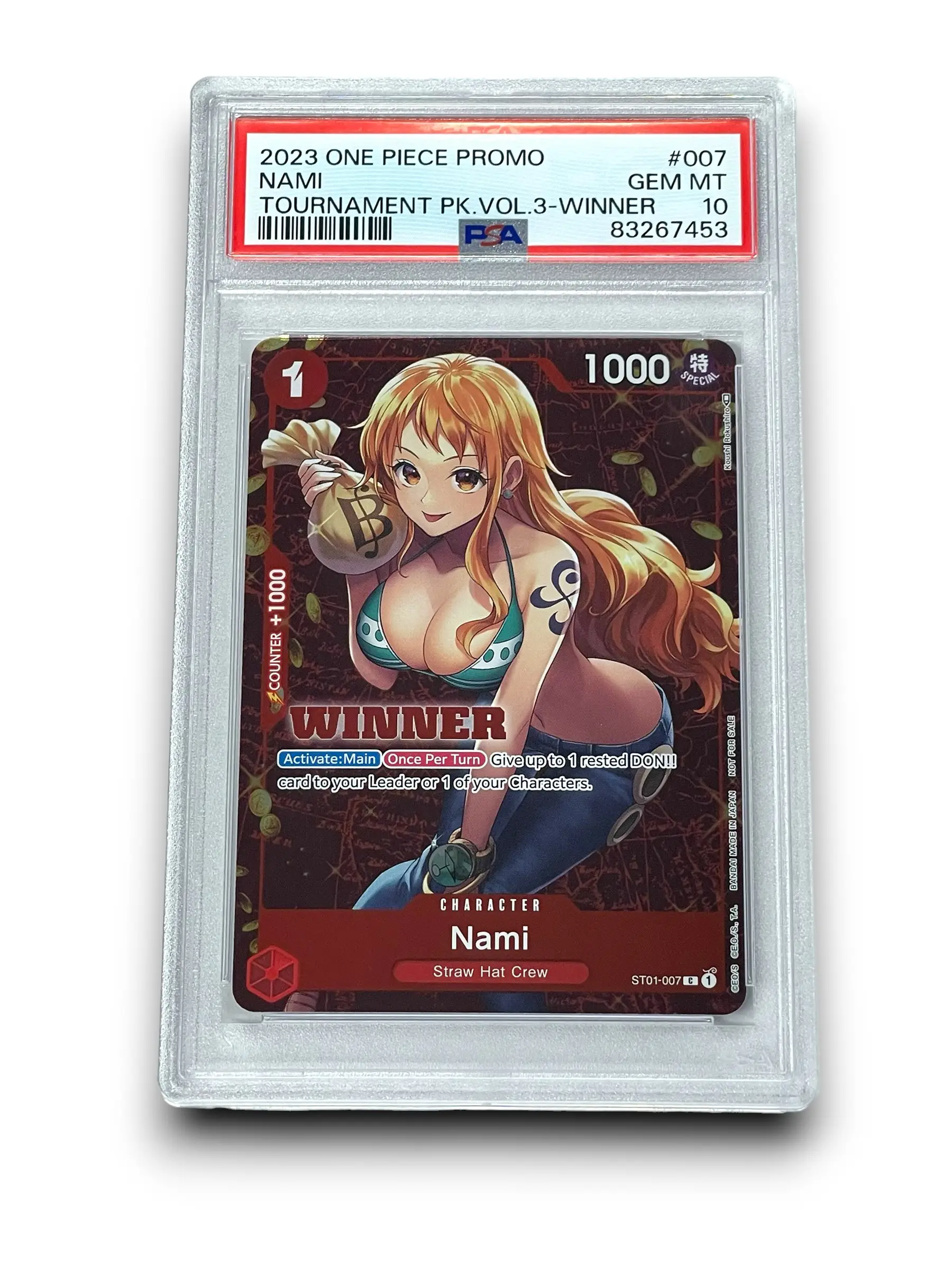 PSA 10 NAMI ONE PIECE Trading Card Game Tournament Vol. 3 Winner (ST 007)