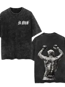 Vintage Conor Mcgregor Mixed Martial Arts Print T-Shirt, Round neck, Fitted Casual Long Sleeve Tee, Men's Sportswear, Comfortable Daily Wear, Casual Summer Clothing