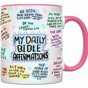 11oz Christian Ceramic Mug - Bible Verse Scripture, Drink/Coffee Cup, Mother's Day Gift for Mom, God Bless You Design, Classic Kitchenware Drinkware