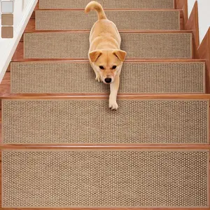Carpet Stairs Runner for  Stairs,8"x 30", Washable Self-Stick Stair Treads, for Indoor Steps,Beige 15-Pack