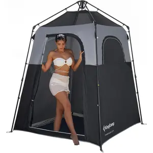 KingCamp Instant Shower Tent – Portable Privacy Shelter with Floor, Sets Up in Under 60s, UPF 50+ & Rain Canopy, Mesh Windows, Hooks & Pockets for Beach Camping Hiking