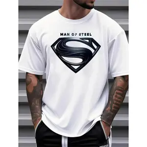Justice League Men'S Plus Size Casual Crew Neck T-Shirt Man of Steel Graphic Print Short Sleeve Ideal for Spring/Summer Everyday Tshirt | Playful Text Design  Comfortable Fit SIZE Plus Size M-3XL
